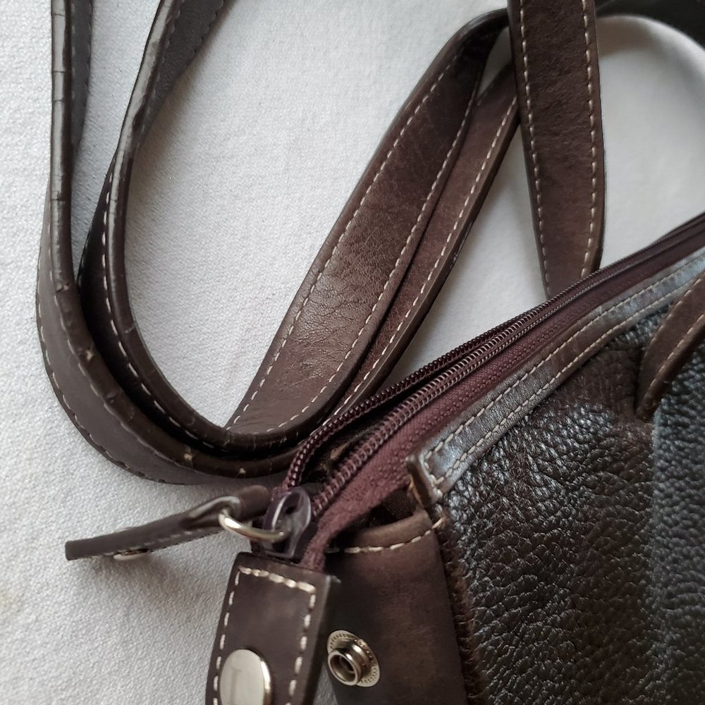 Levenger Shoulder Tote Bag Pebble Leather Espresso - Picture 10 of 15